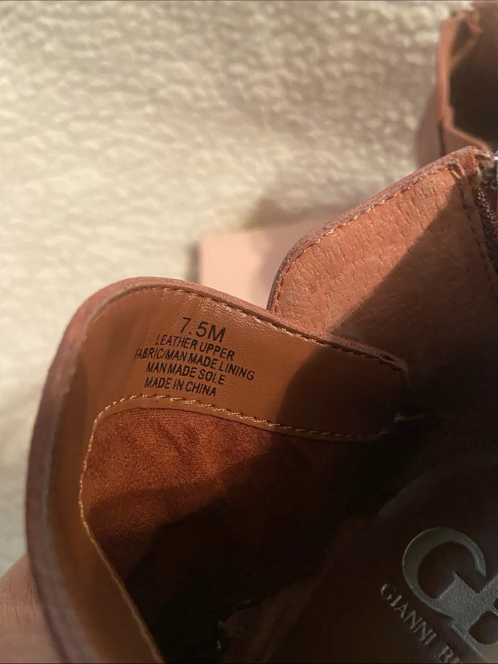Gianni Bini Brown Leather Block Heel Ankle Booties